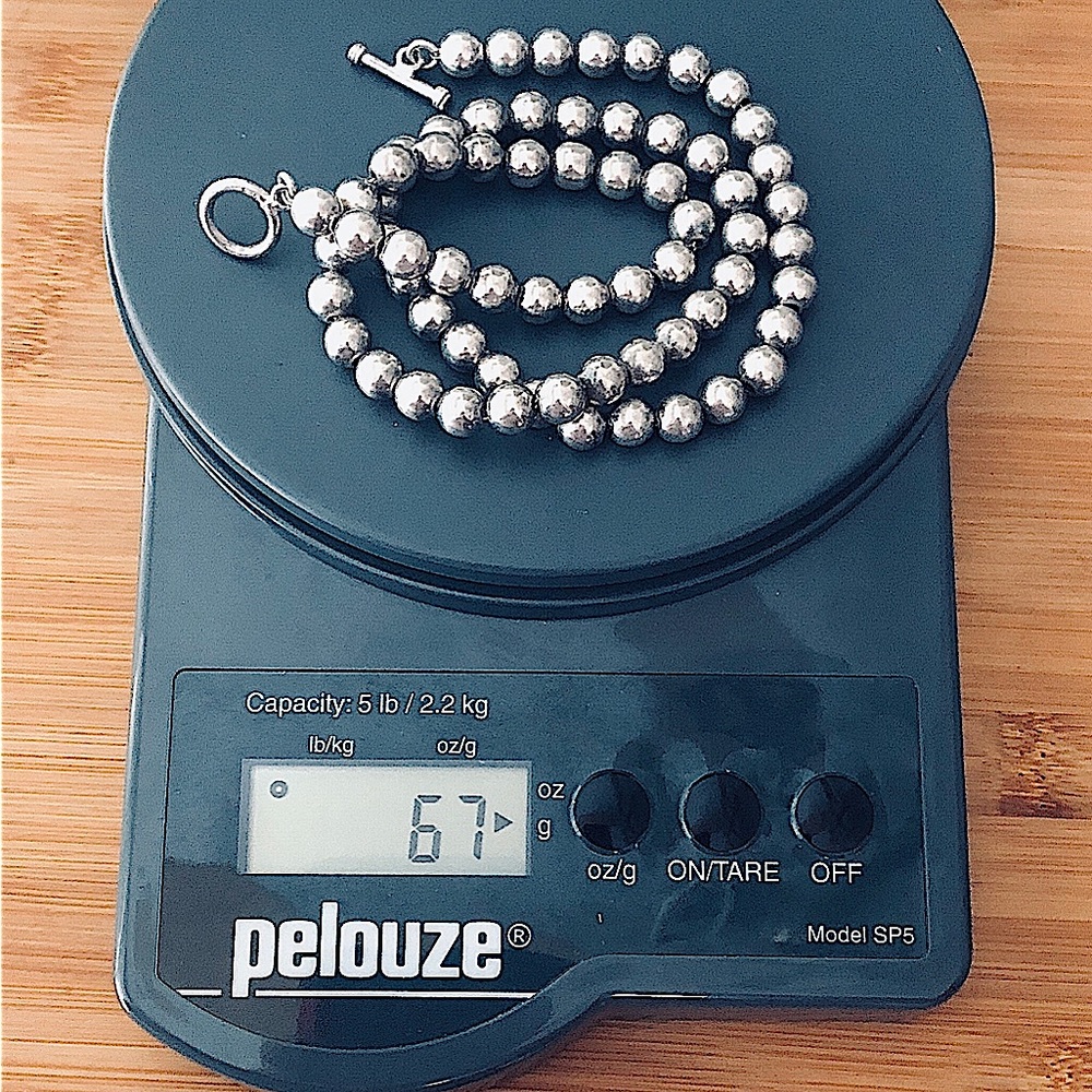 $385 Vintage Estate 22 Inch Sterling Beaded Necklace 67 Grams Total Weight 925 - Picture 4 of 4